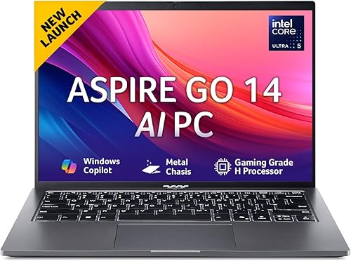 acer AspireGo14, Intel Core Ultra5 125H AI Processor,Office 2024 + M365 Basic, 16 GB RAM, 512 GB SSD, WUXGA IPS, 14.0 inch/35.56 cm, Win 11 Home, Steel Gray, 1.5 kg, AG14-71M, Backlit KB, Premium Laptop — 27% Off on Amazon
