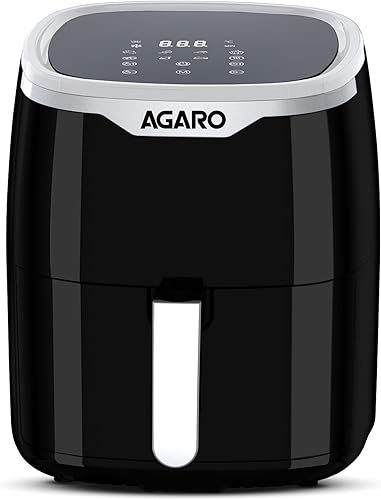 AGARO Galaxy Digital Air Fryer For Home, 4.5L, Electric Air Fryer, Convection Oven, 1400W, 7 Preset Programs & Reheat, 360 Degrees Air Circulation, Digital Touch Display, Bake, Roast, Toast, Black — 50% Off on Amazon