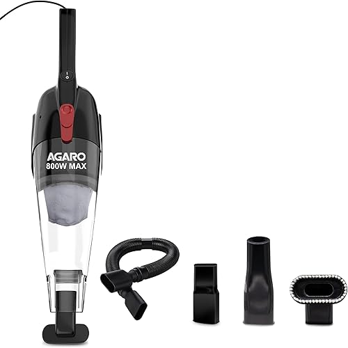 AGARO Regal 800 Watts Handheld Vacuum Cleaner, for Home Use, Dry Vacuuming, 6.5 kPa Suction Power, Lightweight, Lightweight & Durable Body, Small/Mini Size (Black) — 44% Off on Amazon