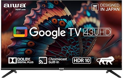 Aiwa 108 cm (43 inches) 4K Ultra HD | Google TV | Smart TV | Built-in Apps | Magnifiq Series Bezel-Less | 60 Hz | 2 GB RAM | 16 GB Storage | Dolby Digital+ | Signature Sound | AS43UHDX1 GTV — 66% Off on Amazon
