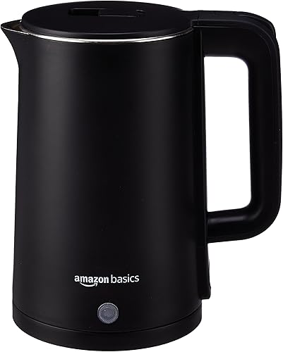 amazon basics 1.5 Liter Cool Touch Electric Kettle| 1350 Watt|Stainless Steel Body|Auto Cut-Off|Triple Safety Protection(Black) — 69% Off on Amazon