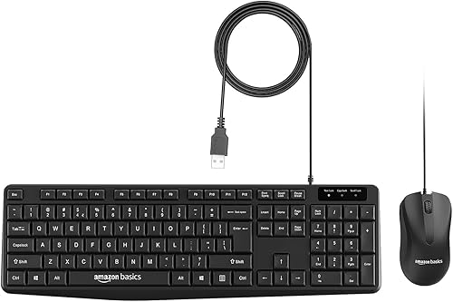 Amazon Basics Wired Keyboard and Mouse Combo l 1200 DPI l for Windows, Mac OS Computer — 45% Off on Amazon