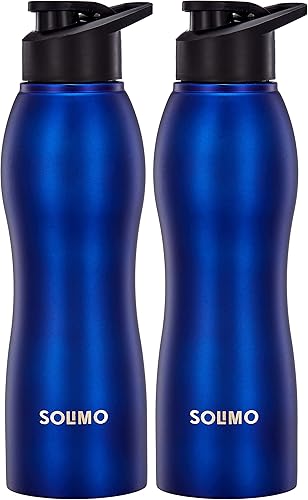 Amazon Brand - Solimo Stainless Steel Sipper Water Bottles | Set of 2 | Spill-Proof | Freezer and Dishwasher Safe | 1 L | Blue — 51% Off on Amazon