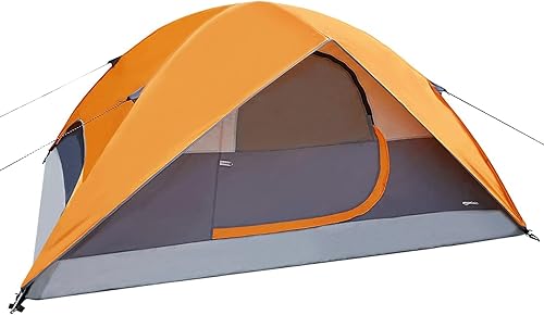 AmazonBasics 4 Person Polyester Dome Water Resistant Tent for Camping and Hiking with Back Window and Floor (Multicolour) — 63% Off on Amazon