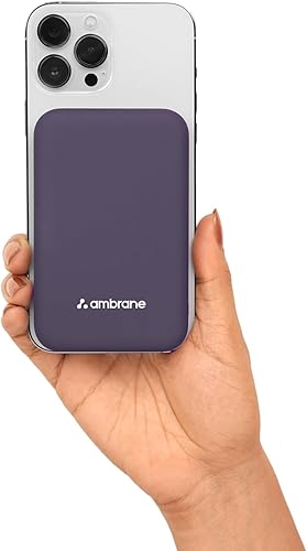 Ambrane Magsafe Wireless 10000Mah Fast Charging Power Bank, Strong Magnet, Micro USB Input, 22.5W Output For Iphone 12 Above, Android & Other Qi Enabled Devices + Magnetic Ring (Aerosync Snap, Purple) — 47% Off on Amazon