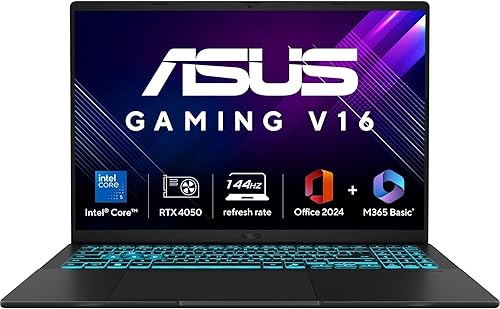 ASUS Gaming V16 (2025) 14th Gen,Intel Core 5 210H Gaming Laptop (RTX 4050-6GB/16GB RAM/512GB SSD/Windows 11 Home/16/144Hz/M365*/Office Home 2024,Matte Black,1.95 Kg),V3607VU-RP550WS — 21% Off on Amazon