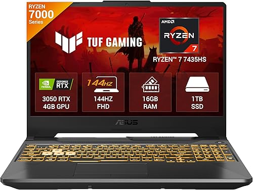ASUS TUF Gaming A15, AMD Ryzen 7 7435HS, NVIDIA GeForce RTX 3050, 16GB RAM, 1TB SSD, FHD 144Hz 250 nits, 15.6 inch, Windows 11, Black, 2.30KG, FA566NCR-HN117W Gaming Laptop — 16% Off on Amazon