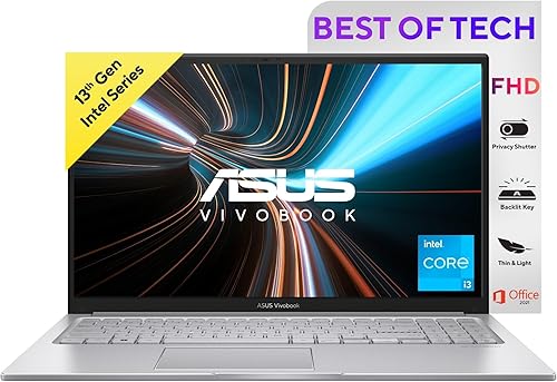 ASUS Vivobook 15, 13th Gen, Intel Core i3-1315U, 8GB RAM,512GB SSD,15.6 inch (39.62 cms), FHD, Windows 11,MS Office,Backlit Keyboard,Silver,1.7 kg, X1504VA-NJ320WS, Thin & Light Laptop — 21% Off on Amazon