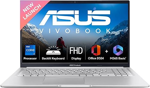 ASUS Vivobook 15, Intel Core i7 13th Gen 13620H, 16GB RAM, 1TB SSD, FHD 15.6 inch, Windows 11, Office Home 2024, Cool Silver, 1.7Kg, X1502VA-BQ1299WS, Intel UHD GPU, 42Whr, M365 Basic (1Year)* Laptop — 22% Off on Amazon