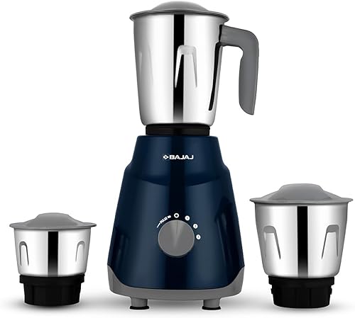 Bajaj GX1 Ninja Series 500W Mixer Grinder With 3 Jars (Stainless Steel Jars) | Superior Mixie For Kitchen | Durable Mixer Grinder | DuraCut Blades | 2 Yrs Warranty 【Blue】 — 48% Off on Amazon
