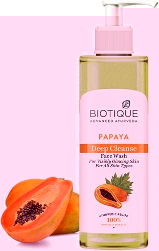 Biotique Papaya Deep Cleanse Face Wash | Gentle Exfoliation | Visibly Glowing Skin | 100% Botanical Extracts| Suitable for All Skin Types | 200ml — 54% Off on Amazon