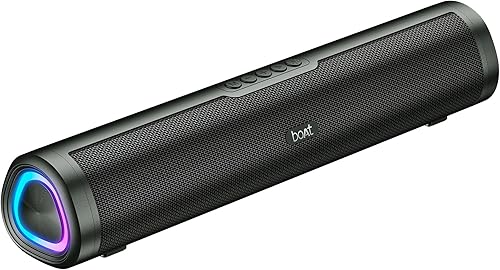 Boat Aavante 2.0 150, 2.0 CH, 16W Signature Sound, RGB LEDs, Dual Full-Range Drivers, Upto 5H Battery, TWS, Multi Ports, Bluetooth Sound bar, Home Theatre Soundbar Speaker (Premium Black) — 61% Off on Amazon