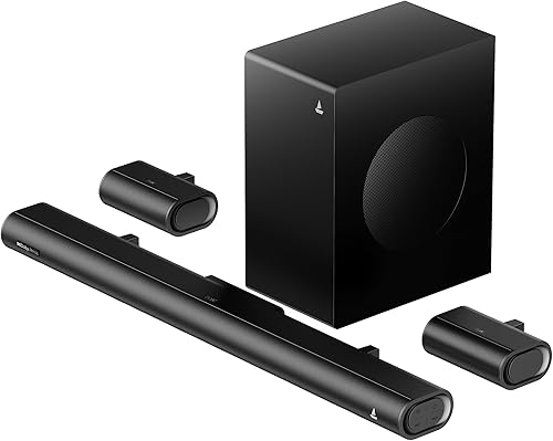Boat Aavante Prime 5.1 5000DA, Dolby Atmos, 500W, 5.1CH w/Wired Subwoofer & Wired Satellites, Multi Compatibility, Bluetooth Sound bar, Home Theatre Soundbar Speaker (Premium Black) — 71% Off on Amazon