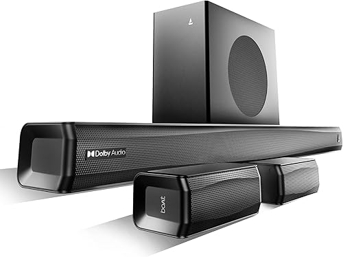 Boat Aavante Prime 5.1 7050D, Dolby Audio, 700W, 5.1CH w/Wireless Subwoofer & Wireless Satellites, Scan QR for Installation, Bluetooth Sound bar, Home Theatre Soundbar Speaker (Premium Black) — 78% Off on Amazon