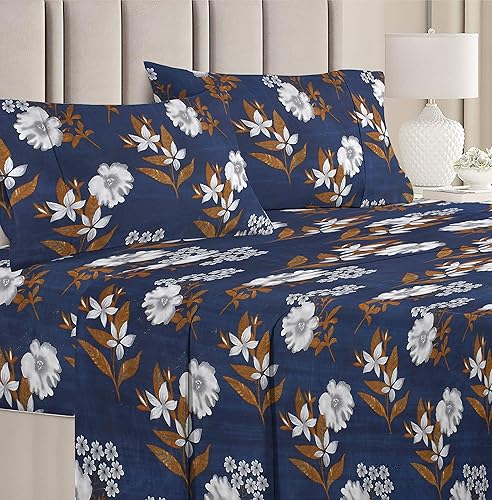 BSB HOME Premium Double Bedsheet with 2 Pillow Covers - 160 TC Supersoft Microfiber - Breathable & Wrinkle Free - 3 Pcs Set | Blue & Brown — 77% Off on Amazon
