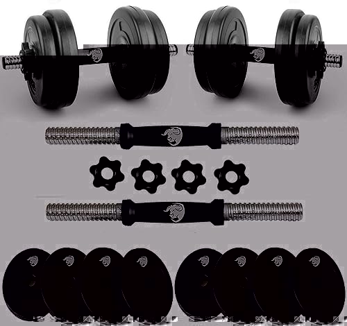 BULLAR Adjustable Dumbbells 20 KG Set | Dumbbells with Rod | Home Gym and Fitness Equipment | Gym Weights Plates | Home Gym Accessory | 20kg Pair | Star Nut Dumbbell Rod — 76% Off on Amazon