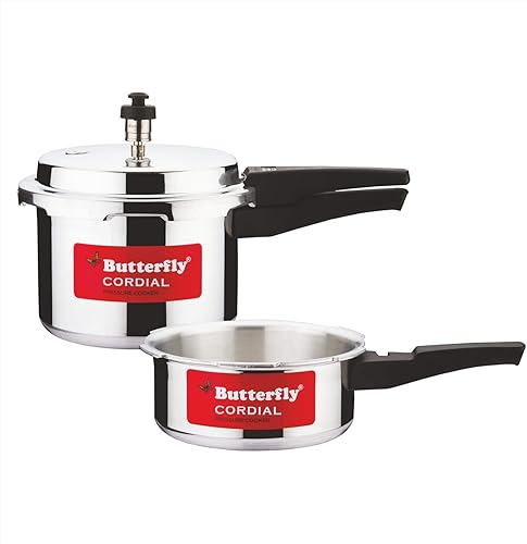Butterfly Cordial 2 Litres and 3 Litres Pressure Cookers| Outer Lid | Food Grade Virgin Aluminium | Gas Stove Compatible | ISI Certified | 3 Year Manufacturer’s Warranty | Silver — 60% Off on Amazon