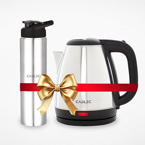 Cadlec 1.5L Electric Kettle & Stainless Steel Water Bottle Combo | Automatic Cut-Off | Multi-Use for Instant Noodles, Tea & Coffee, 2 Years Warranty | Kettle Combo Offer — 68% Off on Amazon