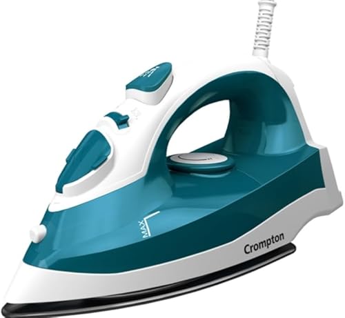 Crompton Fabrimax Neo 1250W Steam Iron with 200 ml Water Tank, Non-Stick Soleplate, Powerful Steam Burst, 6 Fabric Settings, 360° Swivel Cord, White & Teal — 32% Off on Amazon