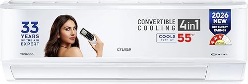 Cruise 1 Ton 3 Star Inverter Split AC with 7-Stage Air Filtration (2026 Model, Copper, Convertible 4-in-1, Fast Cooling at 48 °C, PM 2.5 Filter, Anti-Rust Tech, New BEE Rated, CWCVBM-VQ1D123, White) — 42% Off on Amazon