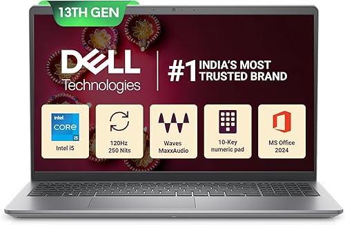 Dell 15, 13th Gen Intel Core i5-1334U (16GB DDR4, 512GB SSD) Anti-Glare FHD 15.6 inch/39.62cm, Windows 11, Microsoft Office Home 2024, Grey, 1.66kg, [Vostro 3530], 12 Month McAfee, Thin & Light Laptop — 21% Off on Amazon