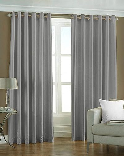 Elegant Solid Semi-Sheer Curtains for Window- 5 Feet (Pack of 2) Grey — 73% Off on Amazon
