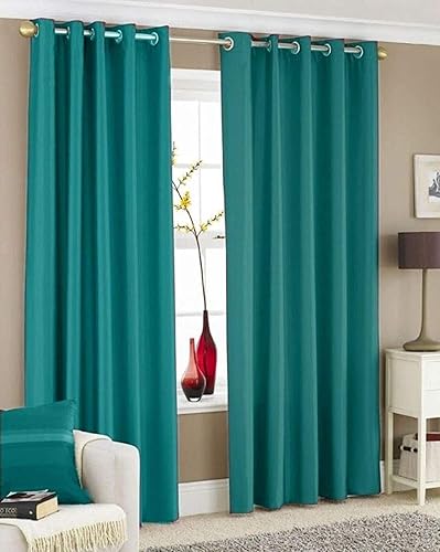 Elegant Solid Semi-Sheer Curtains for Window- 6 Feet (Pack of 1) Aqua — 80% Off on Amazon