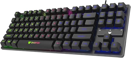 EvoFox Fireblade TKL Semi-Mechanical Gaming Keyboard with Rainbow Backlit& Breathing Effect, Floating Keycaps, 19 Anti-Ghosting & 12 Multimedia Keys, Windows Lock Key, Braided Cable (Black) — 31% Off on Amazon