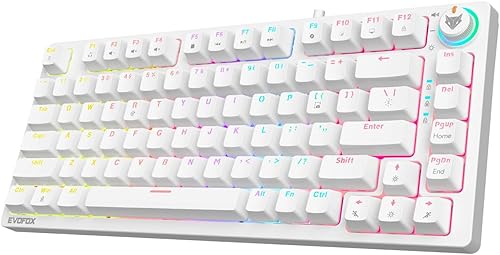 EvoFox Katana X2 TKL Mechanical Gaming Keyboard | 3‑Pin Replaceable Silent Red Switches, Dynamic Backlighting, All Keys Anti‑Ghosting, Volume Knob, Copilot, Xbox Gamebar, Screenshot & More (White) — 45% Off on Amazon