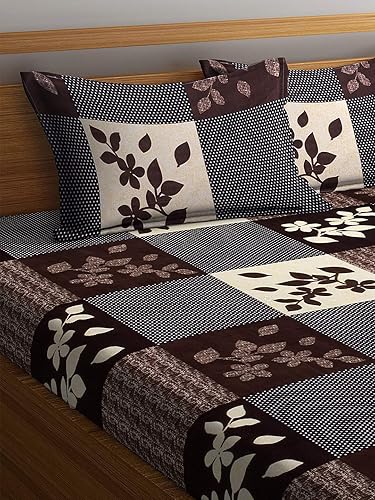 Fashion String 144 TC Microfibre Brown Double Bedsheet with 2 Pillow Covers — 74% Off on Amazon