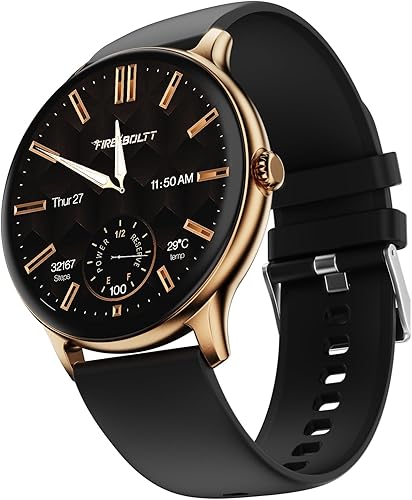 Fire-Boltt Phoenix Pro Round Smart Watch 1.39″ HD Display with Bluetooth Calling, AI Voice Assistant, SpO2 & Heart Rate Monitor, 120+ Sports Modes, IP67 Waterproof Smartwatch for Men & Women - Black — 90% Off on Amazon