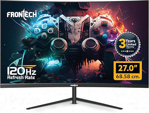FRONTECH 27-Inch (68.58 cm) Curved Gaming LED Monitor | Full HD 1080p | 120Hz Refresh Rate | RGB Lights | HDMI & VGA Dual Input | Wall Mountable | 3 Years Warranty (MON-0053A) — 78% Off on Amazon