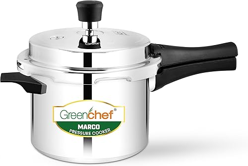 GREENCHEF Marco Aluminium Pressure Cooker Outer Lid 5 Litres capacity, ISI Certified, Silver Colour — 32% Off on Amazon