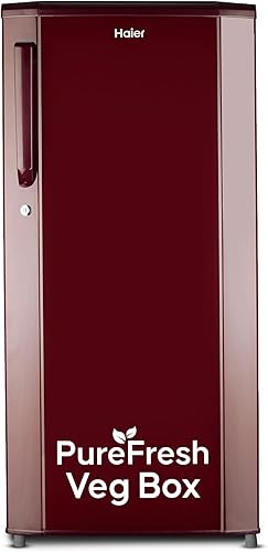 Haier 165L 1 Star Direct Cool Single Door Refrigerator | Wired Shelves | Large Veg Box | Fast Ice Making | Longer Cooling Retention | Easy Clean Back (HED-171RS-P, Red Steel) — 27% Off on Amazon