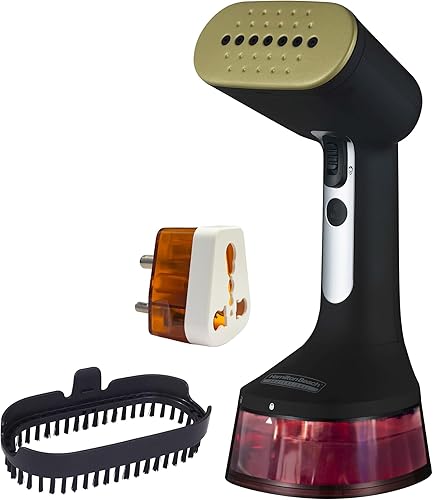 Hamilton Beach Professional Garment Steamer, Steam Iron for Clothes, 1740Watt Fast Heat Up, Turbo Steam Mode, Detachable Fabric Brush, Large 300ml Water Tank, Ergonomic Handle, 2m Cord, Black — 50% Off on Amazon