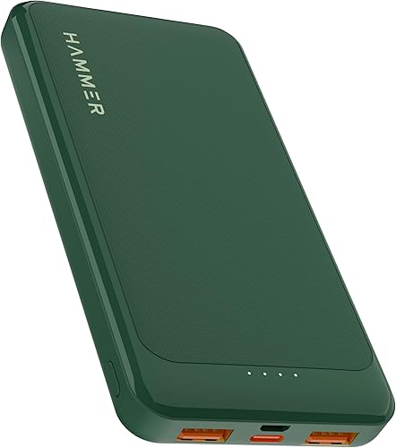 Hammer Ultra Charge 10000mAh 22.5W Power Bank 20W PD Fast Charging, 3 Output, 2 Input Ports Type-C/PD, Micro USB and Multiple Layers of Protection (Green) — 66% Off on Amazon