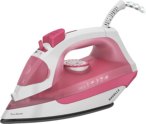 Havells TruSteam 1600 Watt Steam Iron with Self Cleaning Function|Vertical & Horizontal Ironing|220 ml Tank for Longer Ironing|High Steaming Rate upto 15 gm/min|2Yr Manufacturer Warranty(Pink) — 37% Off on Amazon
