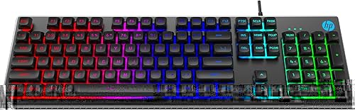 HP K500F Wired Gaming Keyboard, Backlit Membrane with Mixed Color Lighting, Metal Panel with Logo Lighting, 26 Anti-Ghosting Keys, and Windows Lock Key / 3 Years Warranty(7ZZ97AA) — 28% Off on Amazon