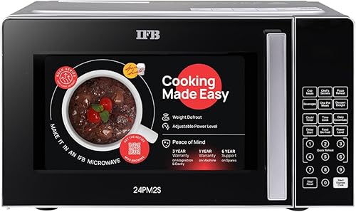 IFB 24L Solo Microwave Oven with 69 Auto Cook Menus (24PM2S, Silver, Mug Recipes, Steam Clean, Auto Reheat, Preset Timer, Power Save, Child Safety Lock, 10 Power Levels) — 19% Off on Amazon