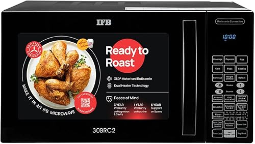IFB 30L Convection Microwave Oven with 101 Standard Cook Menus (30BRC2, Black, 360 Degree Motorized Rotisserie, Weight Defrost, Steam Clean, Grill & 4 combi cook modes, 10 Power Levels) — 23% Off on Amazon