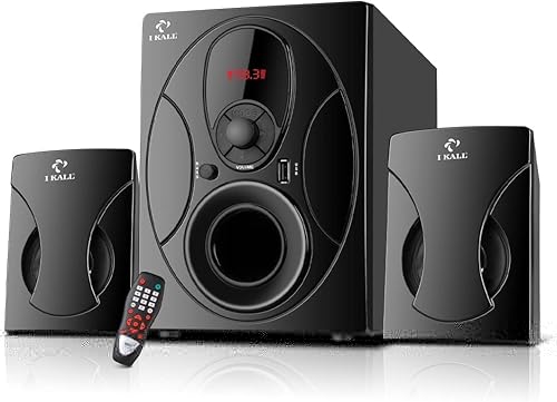 IKALL IK44 2.1 Bluetooth Home Theatre Speaker System - High Power Sound, Remote, Elegant Design (Black) — 31% Off on Amazon