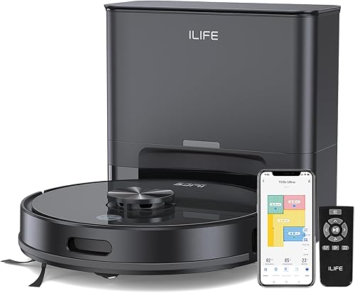 ILIFE T20s Ultra Robot Vacuum Cleaner with LiDAR Navigation, Self-Emptying for Up to 10 Weeks, 10,000Pa Suction, 300mins Runtime, Dry & Wet Combo, Customised Cleaning, App, Voice and Remote Control — 73% Off on Amazon