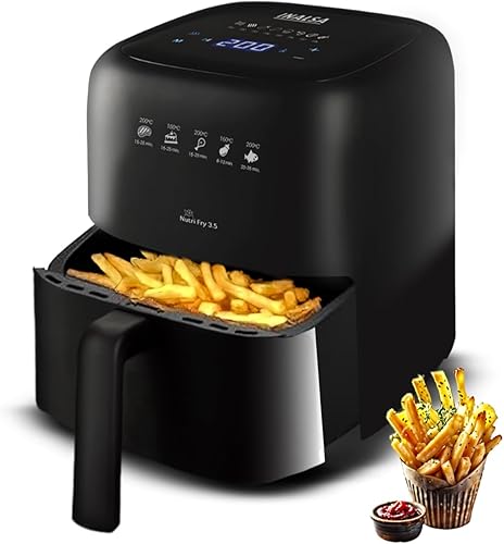 INALSA Air Fryer 3.5 ltr|1400 W with Air Crisp Technology|Temperature & Timer Control|8 Preset Menu & Digital Display|Air fry, Bake,Roast,Reheat,Dehydrate|Airfryer Recipe book-NutriFry 3.5 — 67% Off on Amazon