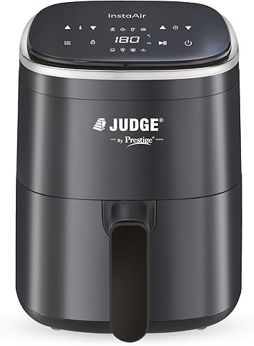 Judge by Prestige InstaAir Digital 4L Air Fryer | 80% less Oil Consumption | Air Fry, Grill, Roast, Bake | Digital Display | 8 Preset Menu | 1250 Watts | Easy to Clean | 1Y Warranty | ISI Certified — 44% Off on Amazon