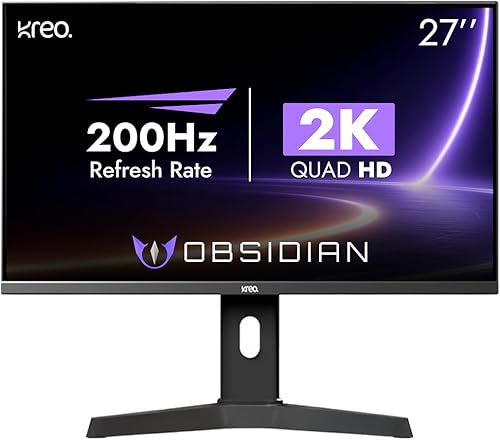 Kreo Obsidian 27 Inch 2K QHD Gaming Monitor, 200Hz, 1ms, HDR10, FreeSync & G-Sync Compatible, 130% sRGB, 400 Nits, Adjustable Stand, Eye Comfort, Flicker Free, Made in India — 48% Off on Amazon