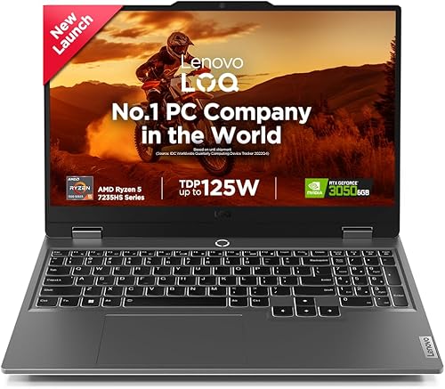 Lenovo LOQ, AMD Ryzen 5 7235HS, RTX 3050-6GB, 24GB RAM, 512GB SSD, FHD, 15.6 inch/39.6cm, 144Hz, Windows 11, Office Home 2024, Grey, 2.4Kg, 3 Mon. Game Pass, 83JC00EFIN, Gaming Laptop — 21% Off on Amazon