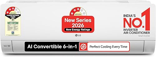 LG 1.5 Ton 3 Star Smart Inverter Split AC (Copper, AI Convertible 6-in-1, Faster Cooling & Energy Saving, Diet Mode+, HD Filter with Anti-Virus Protection, Him Clean, New BEE Rated, AS-Q18JNXE, White) — 53% Off on Amazon