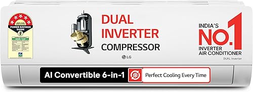 LG 1.5 Ton 5 Star DUAL Inverter Split AC (Copper, AI Convertible 6-in-1, VIRAAT Mode, Faster Cooling & Energy Saving, 4 Way Swing, HD Filter with Anti-Virus Protection, US-Q19YNZE3, White) — 48% Off on Amazon