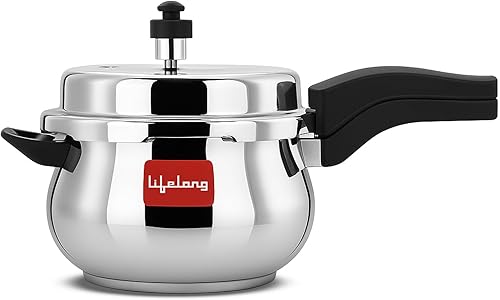 Lifelong Stainless Steel Curve Pressure Cooker 5Liters | Induction & Gas Stove Compatible with Outer Lid, ISI Certified & Lock System | Safe & Durable Kitchen Essential with 5 Years Warranty (Silver) — 69% Off on Amazon