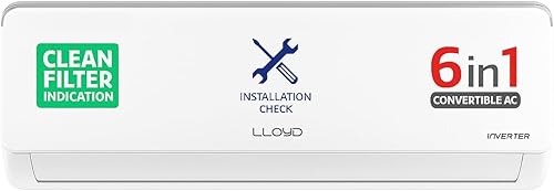 Lloyd 0.8 Ton 3 Star Inverter Split AC (6 in 1 Convertible, Cools Up To 52°C, Smart 4 Way Air Swing, Turbo Cool, Installation Check, 100% Copper, White with Silver Deco Strip, GLS09I3FOASR) — 50% Off on Amazon